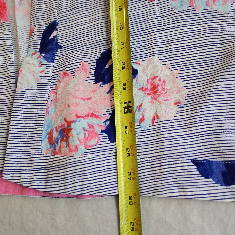 Joules Kimmy Open Kimono Cardigan Jacket Pink Floral Blue Striped - Picture 5 of 12
